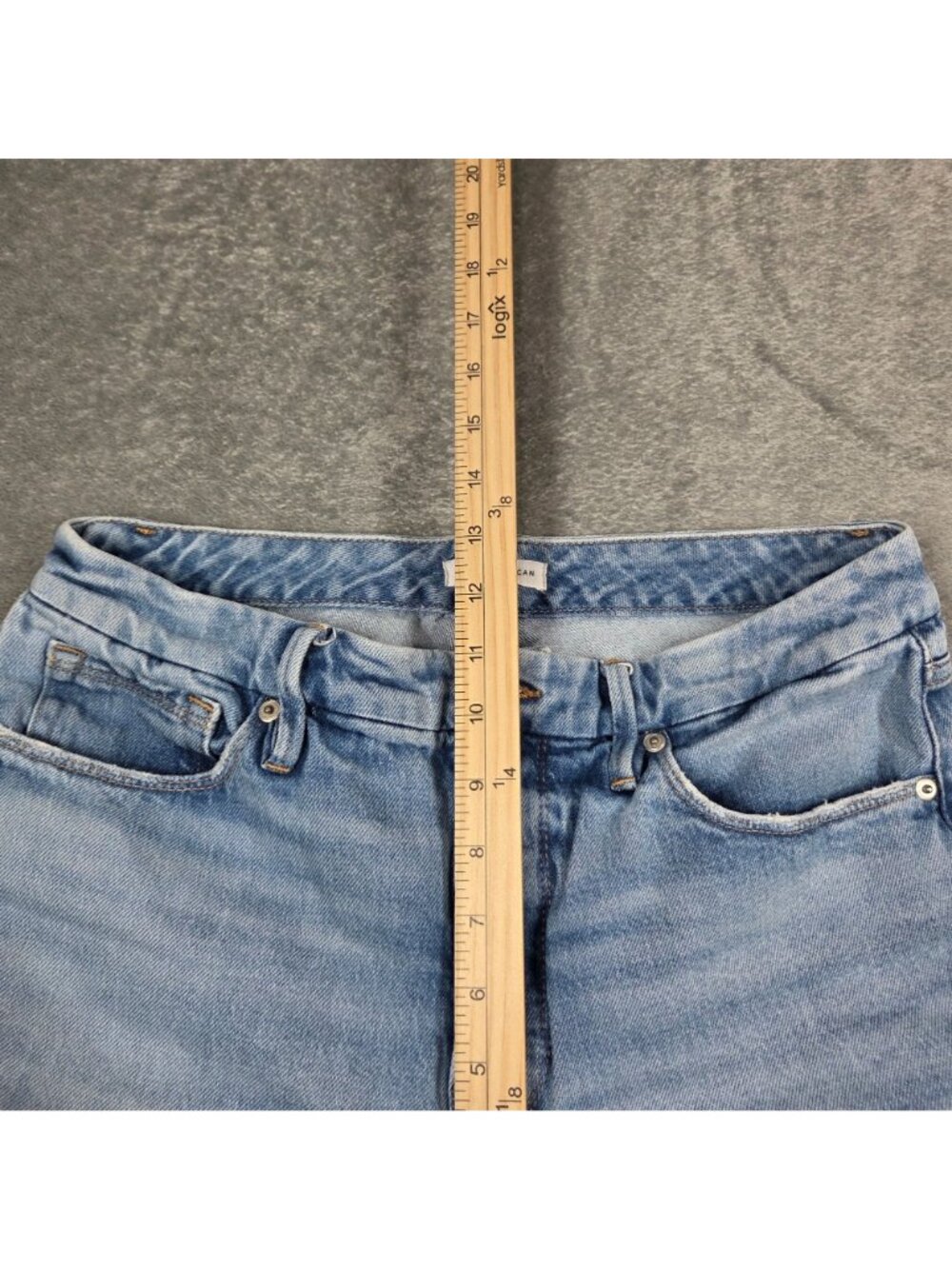 Good American Jeans 6 / 28 Blue The Weekender Retro Frayed Tapered Denim - Picture 6 of 7